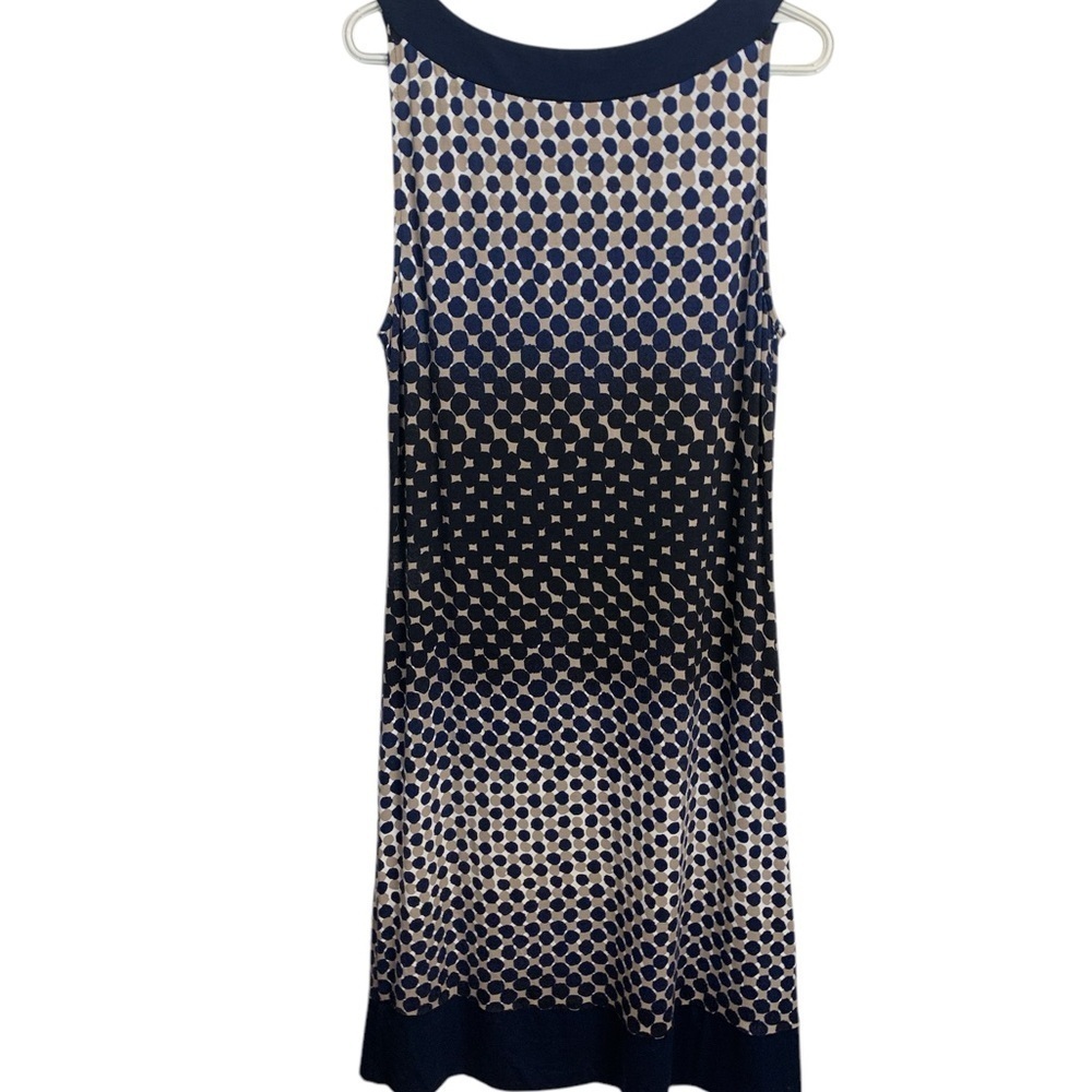 Linea Domani Navy and Beige Sleeveless Summer Dress, Stretch, Lightweight - Picture 4 of 9
